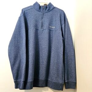 Columbia Mens Softshell Jacket 1/4 Zip Cotton Blend Outdoor Hiking Blue XL
